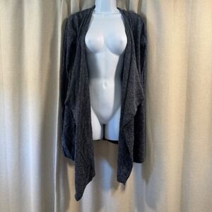 Barefoot Dreams Bamboo CozyChic Lite Knit Gray Open Front Cardigan Sweater S/M